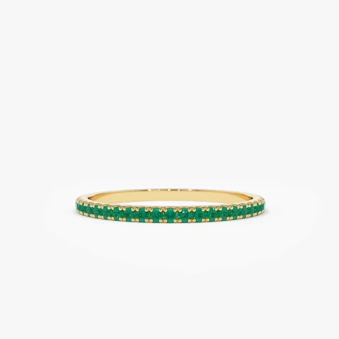 14k Round Emerald Eternity Band