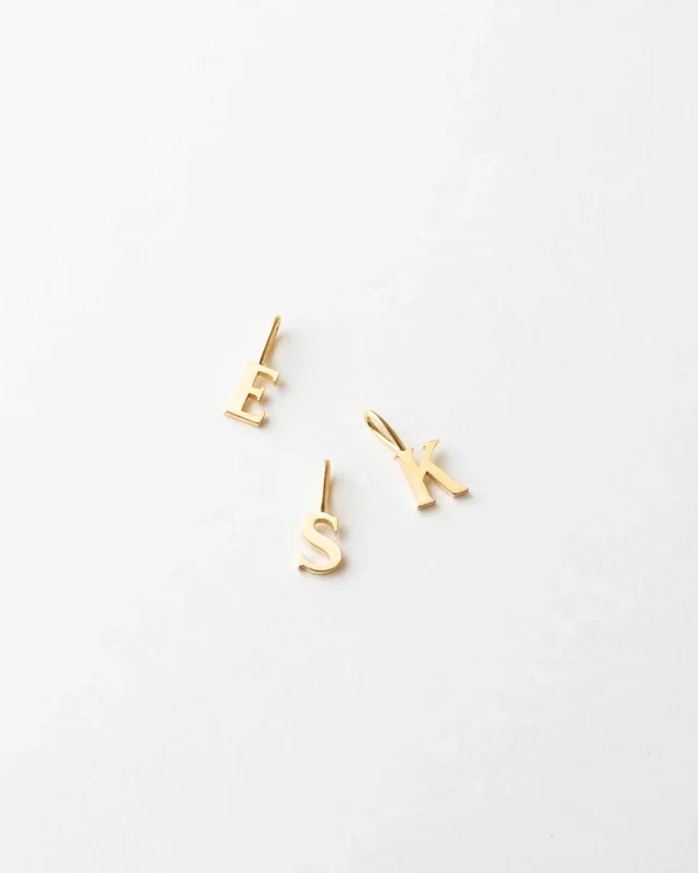 14k Serif Initial Pendant