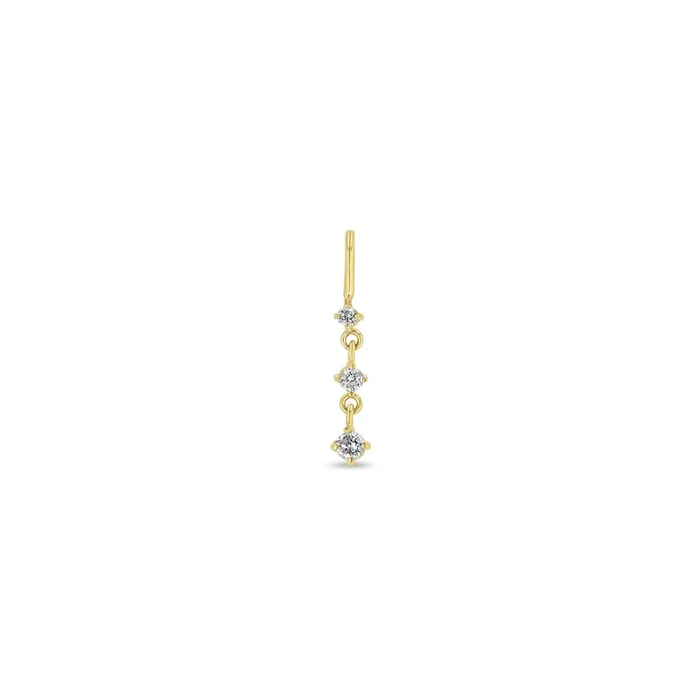 14k Single 3 Graduated Prong Diamond Drop Pendant