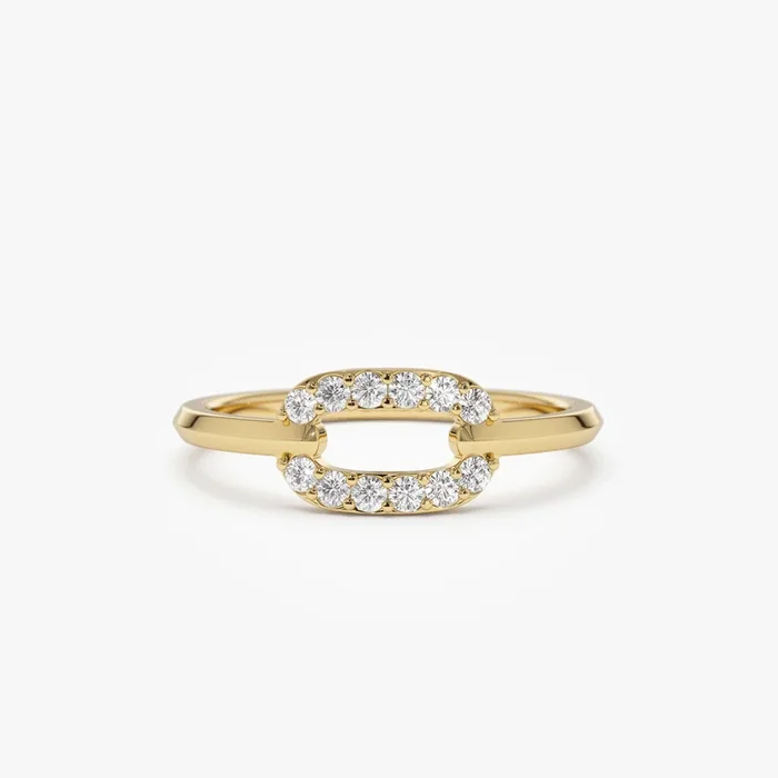 14k Single Link Diamond Ring