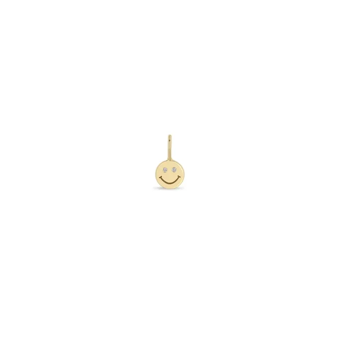 14k Single Midi Bitty Smiley Face with Diamond Eyes Charm