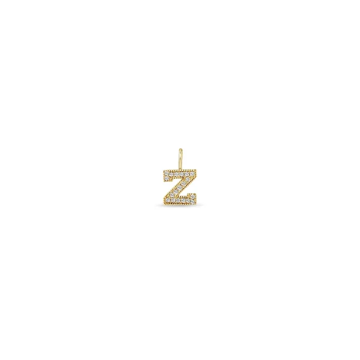 14k Single Pavé Diamond Large Initial Letter Charm Pendant