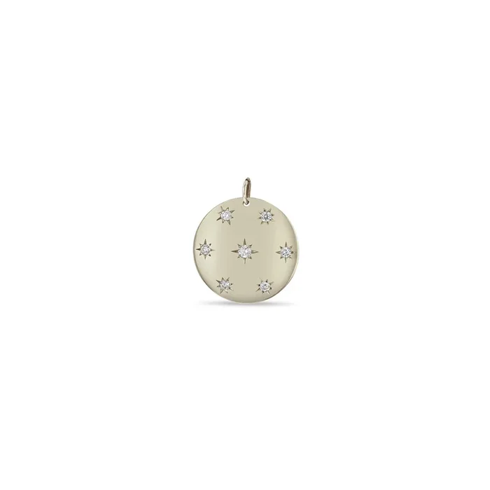14k Single Scattered Star Set Diamonds Aura Disc Charm Pendant – SALE