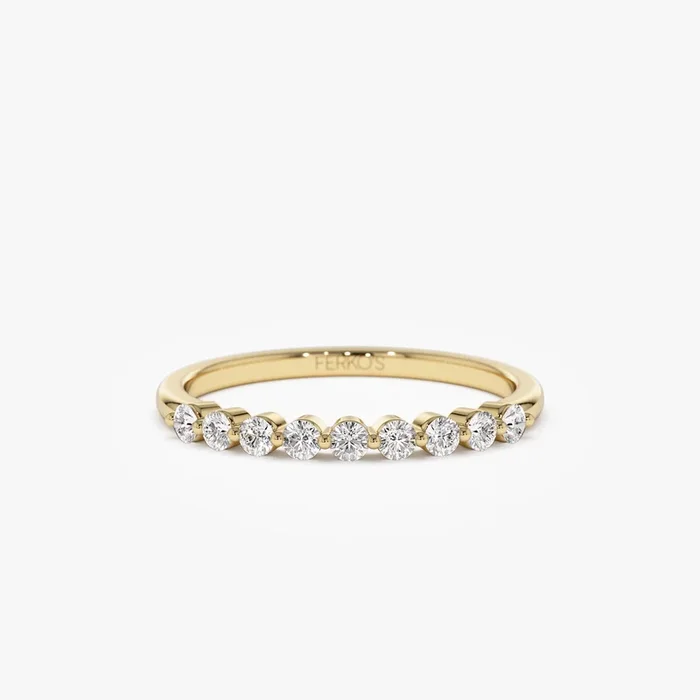 14k Single Shared Prong Diamond Wedding Ring 0.30 ctw