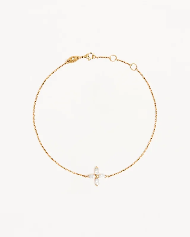 14k Solid Gold Blossom Lab-Grown Diamond Bracelet