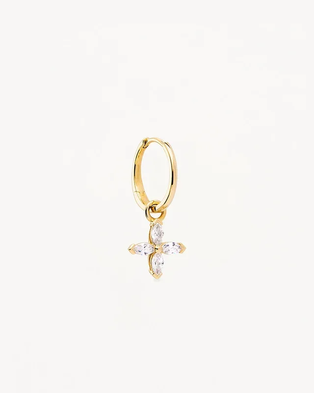 14k Solid Gold Blossom Lab-Grown Diamond Hoop