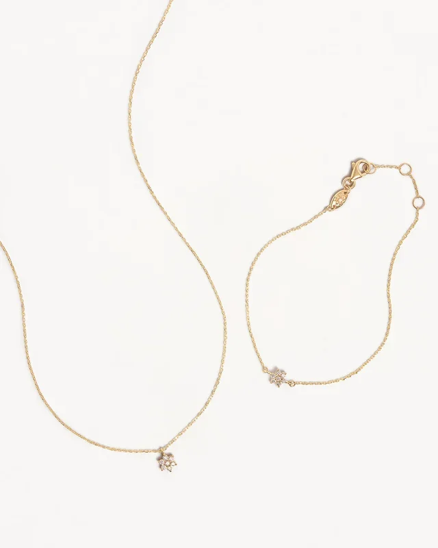 14k Solid Gold Crystal Lotus Flower Gift Set