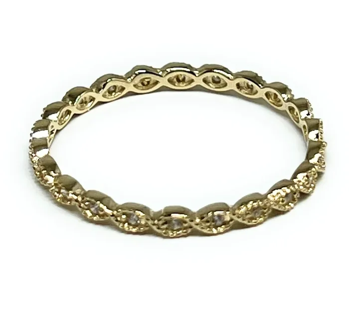 14k Solid Gold CZ Band Infinity Ring (FC 234)