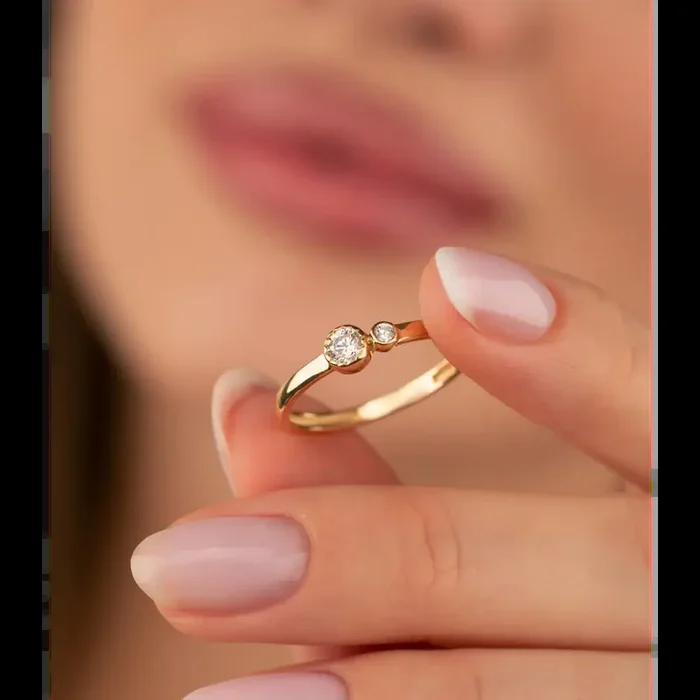 14K Solid Gold Double Birthstone Ring