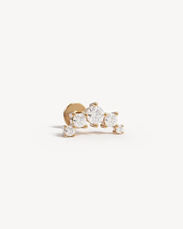 14k Solid Gold Fly Me To The Moon Cartilage Earring
