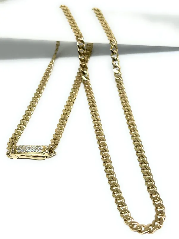 14k Solid Gold Miami Cuban Link Chain 18-24 inches 5mm CZ Lock (Semi-Hollow) 11-18g