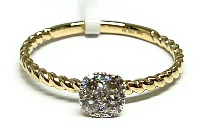 14k Solid Gold Round Brilliant Cut Diamond Grooved Ring 0.30ct (FCD 19)