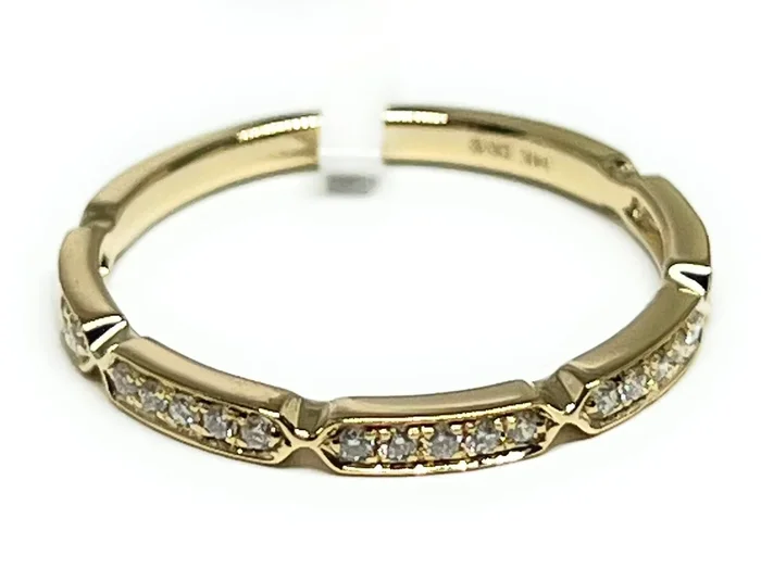14k Solid Gold Round Brilliant Cut Diamond Sectioned Ring Band 0.12ct (FCD 21)