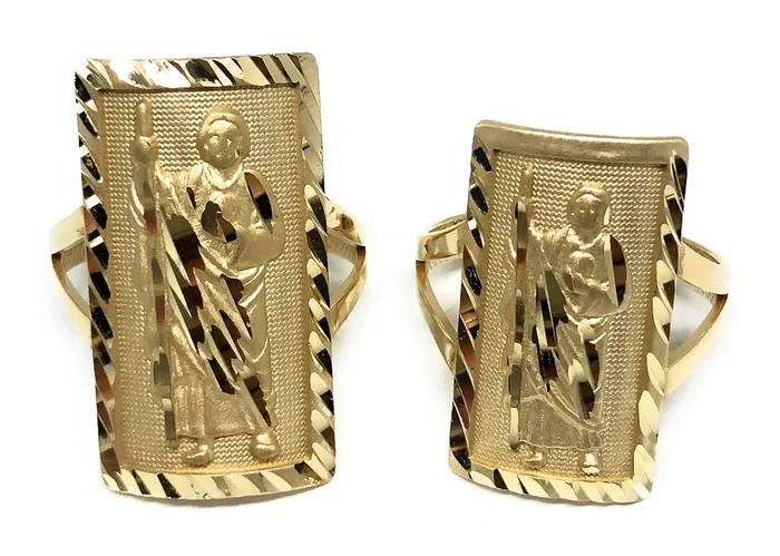 14k Solid Gold Square Saan Judas Ring (LG,MED)