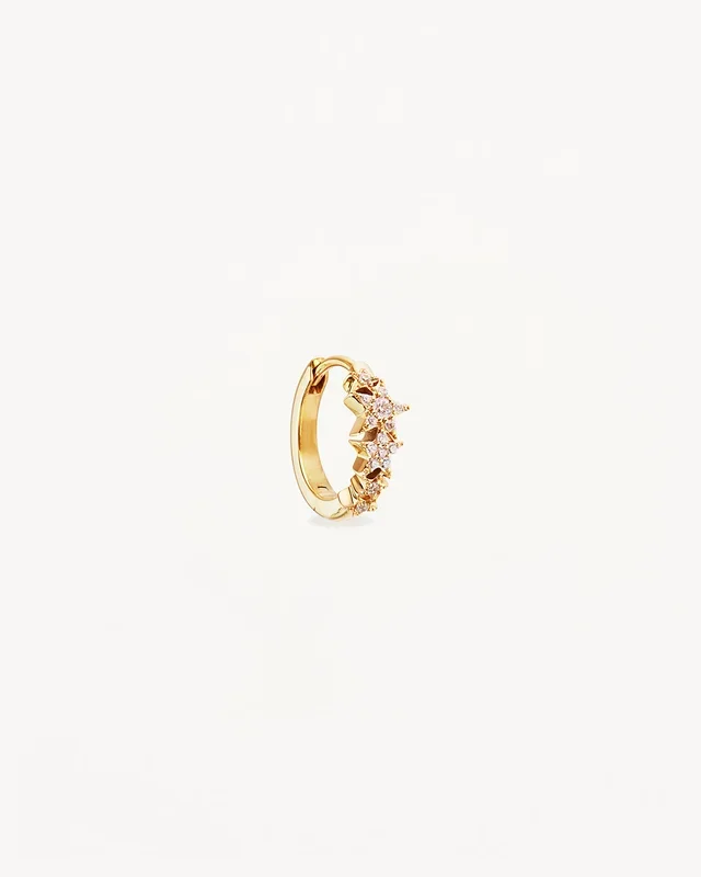 14k Solid Gold Stardust Lab-Grown Diamond Hoop