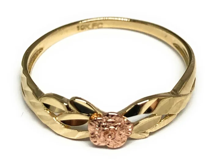 14k Solid Gold Yellow & Rose Gold Flower Ring (FC 186)