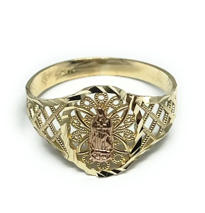 14k Solid Gold Yellow & Rose Gold Virrgin Ring