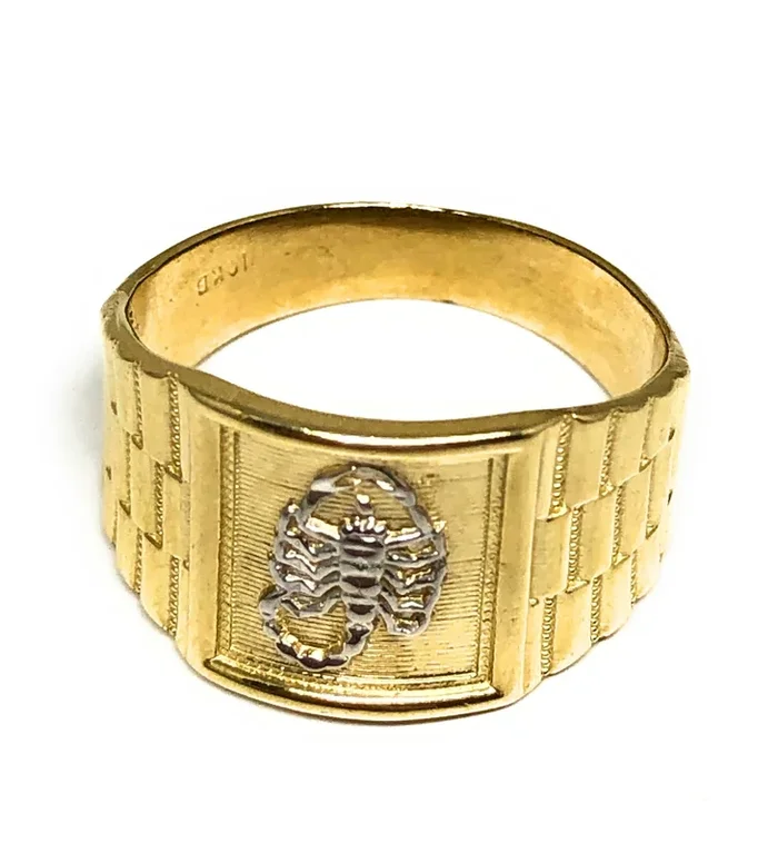 14k Solid Gold Yellow & White Gold Scorpion Ring