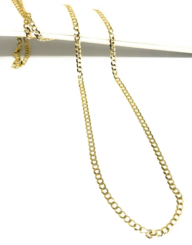 14k Solid Gold Yellow Cuban CURB Link Chain 18-24 inches 3.2mm (Full Solid Style)