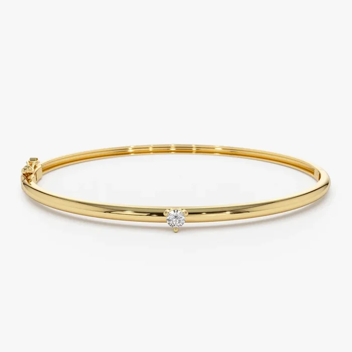 14k Solitaire Diamond Bangle Bracelet 0.10 – 0.30 ctw