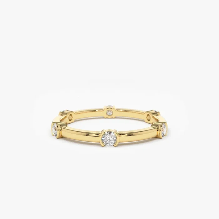 14k Stackable Half Bezel Diamond Eternity Ring