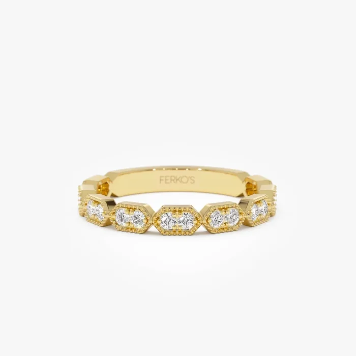 14k Stacking Filigree Diamond Ring