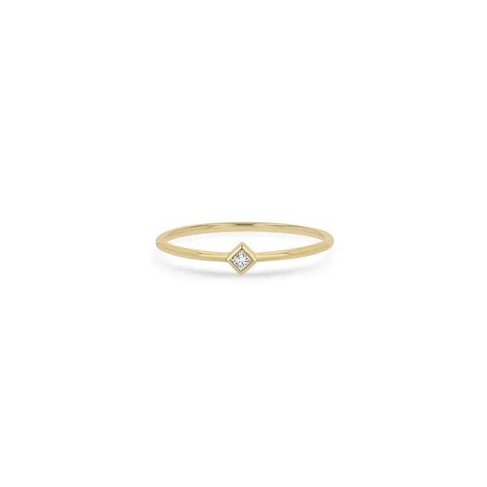 14k Tiny Princess Diamond Ring