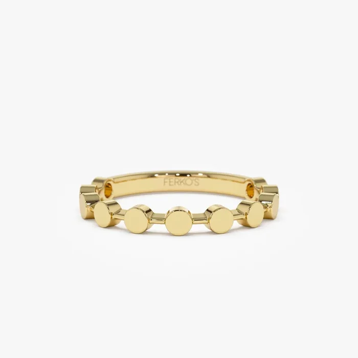14K Tiny Round Stackable Ring For Women