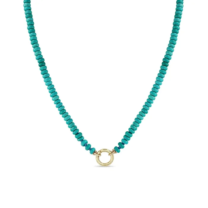 14k Turquoise Rondelle Bead Round Enhancer Necklace