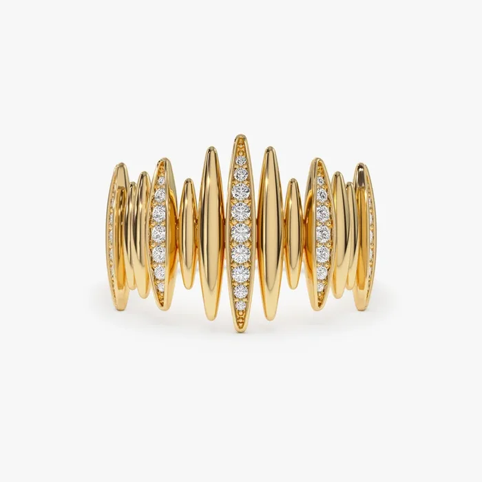 14k Unique Diamond Spike Ring