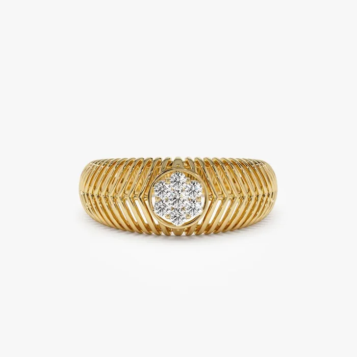 14k Unique Ribbed Illusion Setting Diamond Ring