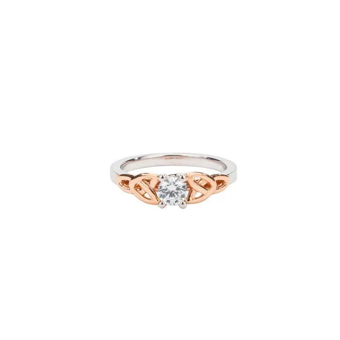 14k White and Rose Gold with Rose Cut Diamond Trinity Ring