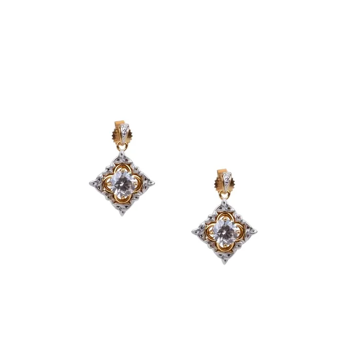 14k White and Yellow Gold Celestial Earrings – 1.55 ct Certified Lab Grown Diamond