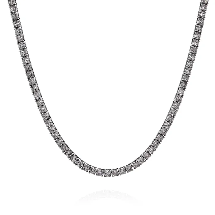 14k White Gold 18″ Straight 123 Diamond Tennis Necklace
