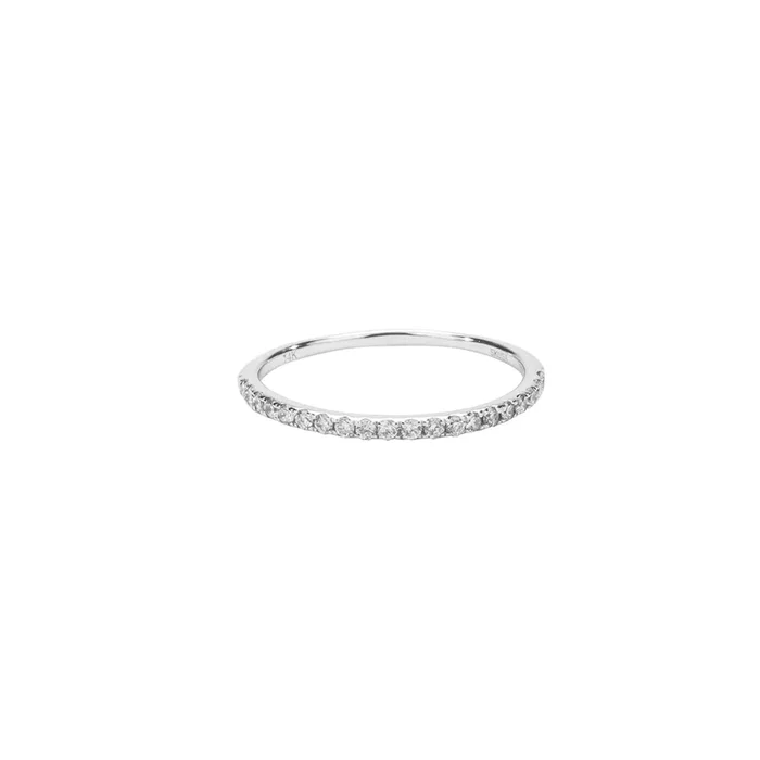 14k White Gold and Diamond Pave Set Wedding Band