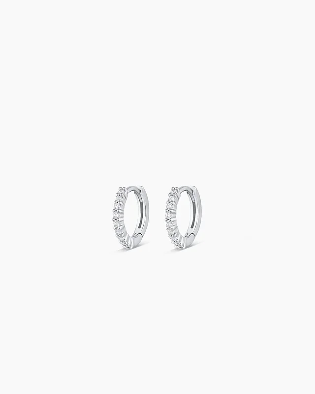 14k White Gold Diamond Pavé Huggies