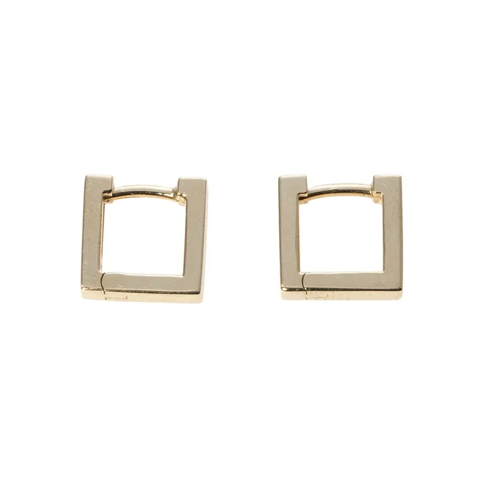 14K Yellow Gold 10mm Square Huggie Earrings
