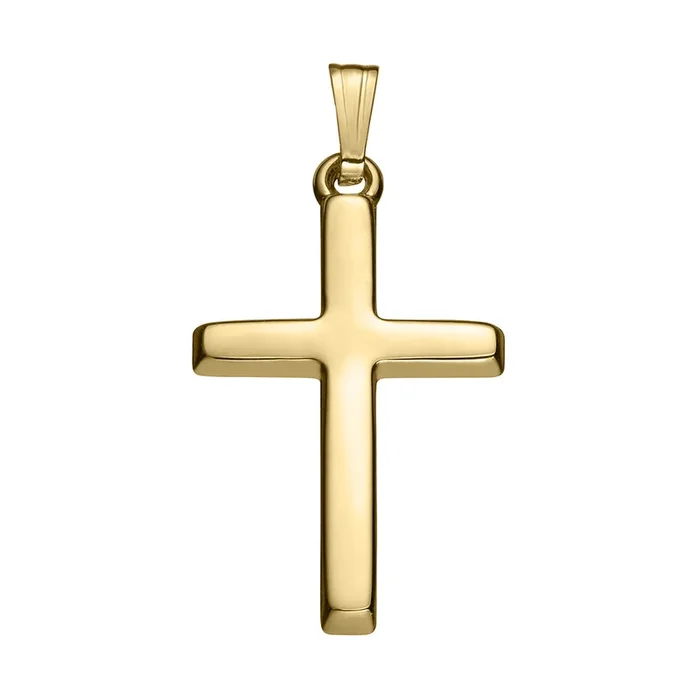 14K Yellow Gold 13x25mm Cross Pendant Necklace