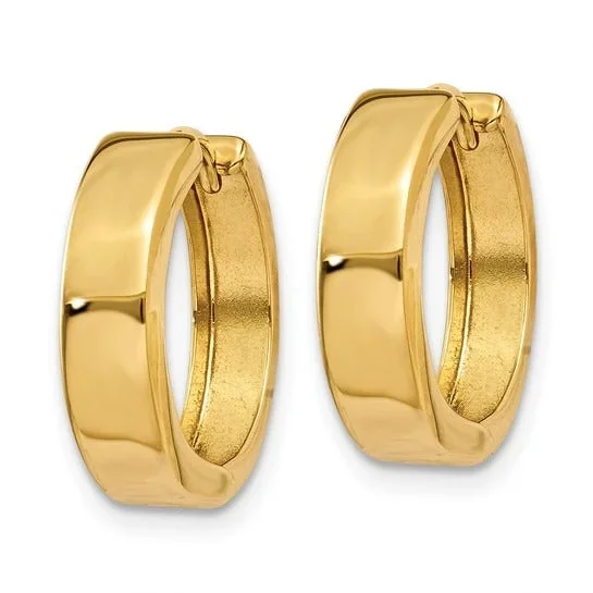 14K Yellow Gold 15mm Round Hinged Hoop Earrings