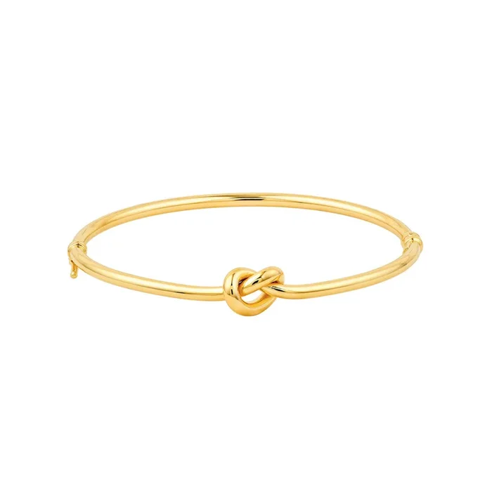 14K Yellow Gold 3mm Tube Love Knot Bangle