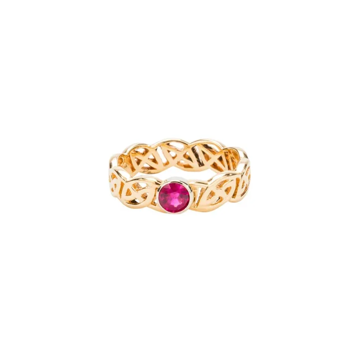 14k Yellow Gold and Ruby Eternity Knot ‘Lomond’ Ring