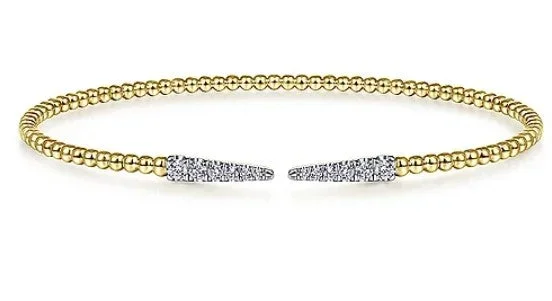 14K Yellow Gold Bujukan Diamond Teardrops Bangle