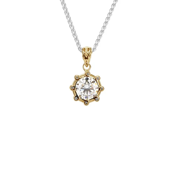 14k Yellow Gold Celestial Pendant – Certified Lab Grown Diamond