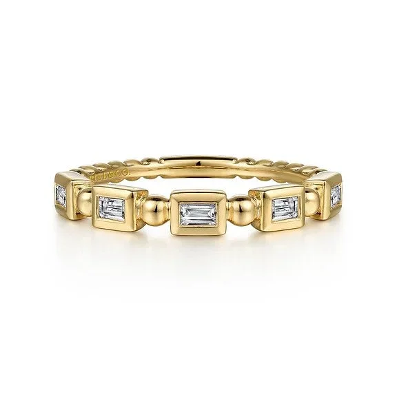 14K Yellow Gold Diamond Geometric Stackable Ring