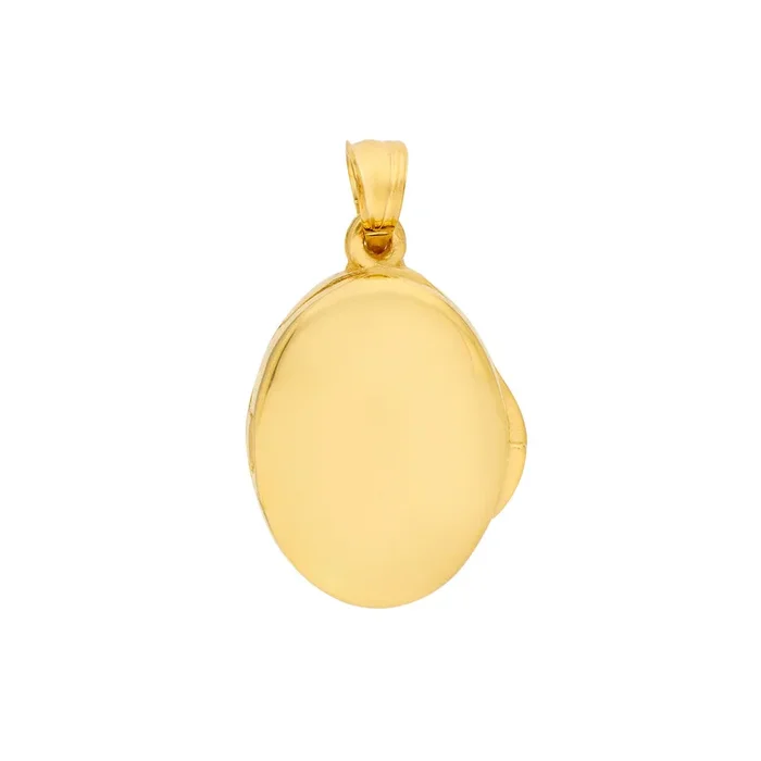 14K Yellow Gold Small Oval Locket Pendant