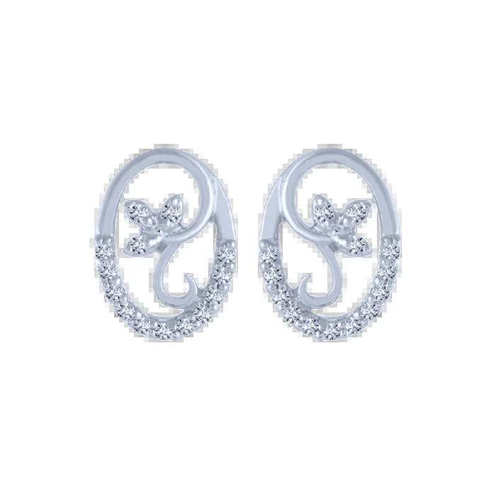 14KT (585) White Gold And Diamond Stud Earrings For Women