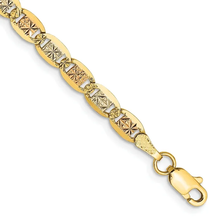 14KT Gold Tri-Color 8-inch 3.8MM Valentino Bracelet