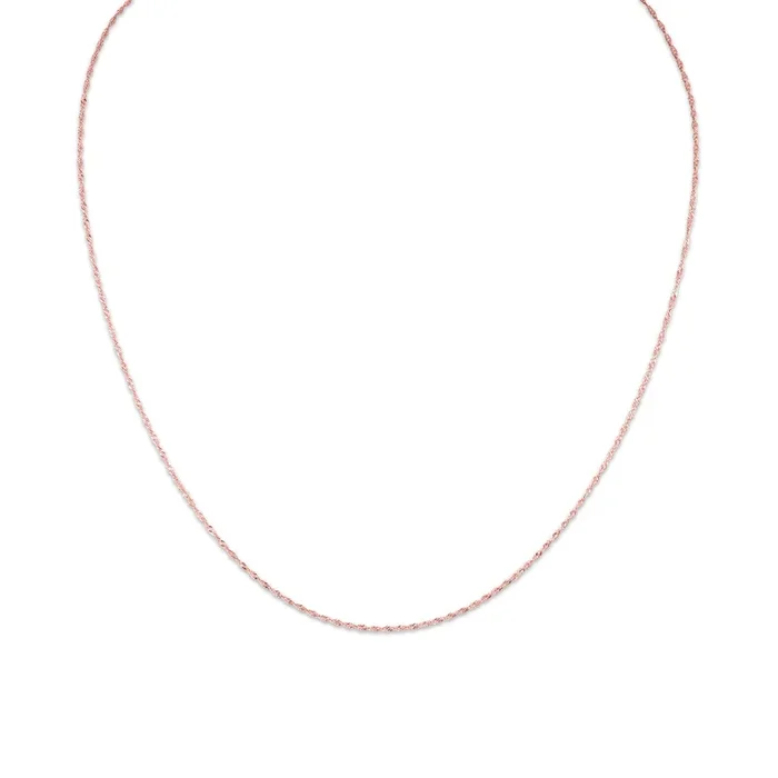 14KT Rose Gold 18-inch 1MM Singapore Chain