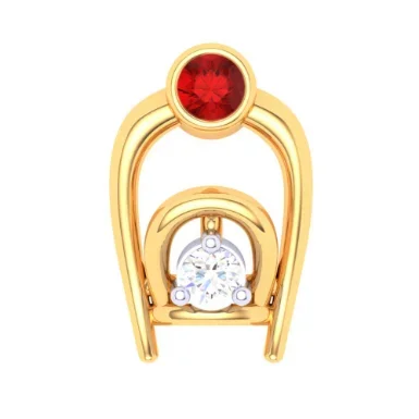 14KT Two Bamboo Kulo Shaped Nosepin With A Yellow And Red Stone From Online Exclusive Collection