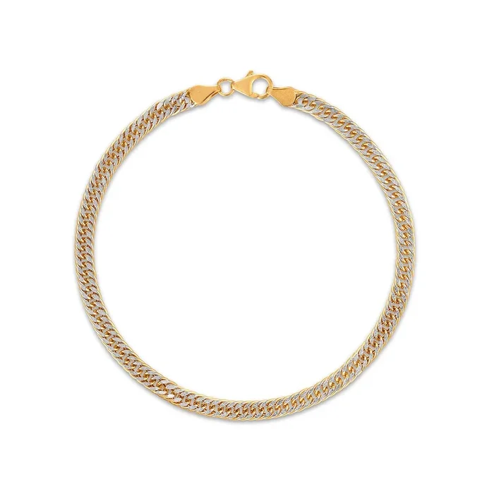 14KT Two-Tone Gold 8.5-inch 4.6MM Triple Curb Bracelet